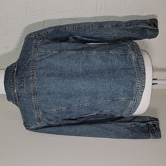 Route 66 Jacket Coat Trucker Denim Blue Jean Pockets Button Up Distressed L - Picture 9 of 16